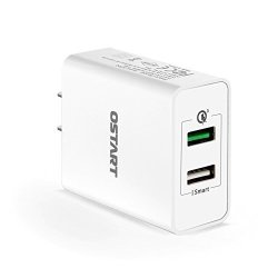 USB Quick Charger 3.0 Ostart 30W 4X Faster Wall Adapter With Dual USB Plug 2.0 Compatiable For Iphone Ipad Samsung &other.