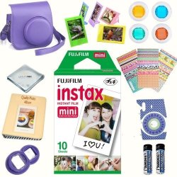 Fujifilm Instax MINI 8 Accessories Kit Grape Includes - Instant Film 10 Pack + Deluxe Bundle For Fujifilm Instax MINI 8 Cameras