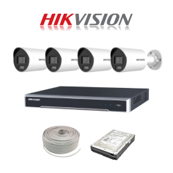 Hikvision 8CH Ip Colorvu Nvr Kit - 8CH 4K Nvr - 4 X 4MP Ip Colorvu Cameras - 2TB Hdd -100M Cable - Colour