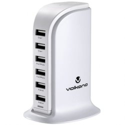 Volkano Audio & Video Volkano Peak Series White 6 Port USB Charger