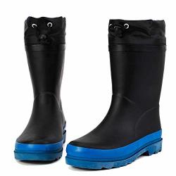 Aleader Kids Waterproof Rubber Rain Boots For Girls Boys & Toddlers With Fun Prints & Handles Black blue 6 M Us Big Kid