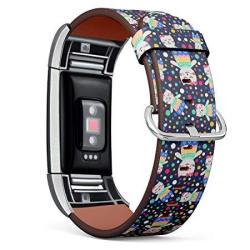 Cute Cats On Polka Dots Pattern - Patterned Leather Wristband Strap Compatible With Fitbit Charge 2