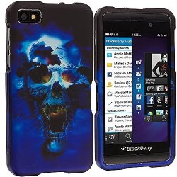 Blackberry Z10 Case Techspec Tm Blue Skulls Hard Rubberized Design Case Cover For Blackberry Z10