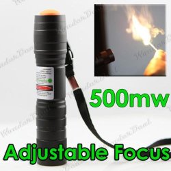 Brandnew 500MW 532NM Portable Focus Adjustable Green Beam Laser Pointer + Li Battery + Charger