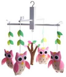 Pink Owl Nursery Mobile