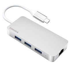 Usb-c Hub Lintelek 4 In 1 Type-c Multi-port Hub Adapter 3 USB 3.0 Type-a Port 1 Ethernet Adapter For Macbook Pro Surface Pro Xps Google Pixelbook Type C Devices Silver