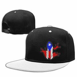 Coqui Puerto Rico Flag Men's women's Adjustable Flat Brim Baseball Cap Cricket Cap Hat White