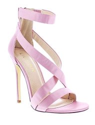 Liliana Criss Cross Satin Strappy Stiletto Heels TISHA-31 Pink 8.5