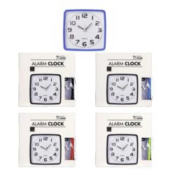 Clock Alarm Pl Square 12CM Asstd-col