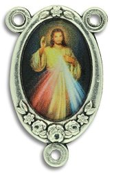 Gifts Catholic Inc. Lot Of 5 - Rosary Center Divine Mercy Jesus Center Piece Color Image. 1 Inch