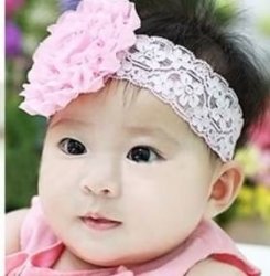 Cute As A Button" Pretty Pink Lace Headband With Flower - Beautiful Accessory