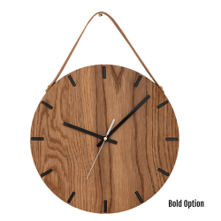 Liam Wall Clock In Oak - 300MM Dia Natural Bold White Second Hand