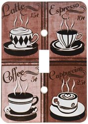 3DROSE LSP_163698_1 Image Of Coffee Collage Of Four Cups In Browns Light Switch Cover