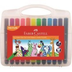 Faber-Castell Jumbo Fibre Tip Colouring Pens In Carry Case Set Of 12