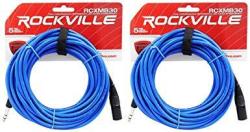 2 Rockville RCXMB10-BL Blue 10' Male Rean Xlr To 1 4" Trs Balanced Cables