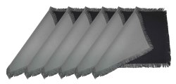 Black & Grey Lushome Cotton Reversible Fringes Table Placemats Set Of 6 LH-TM2K