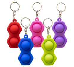 5X Bulk Pack Pop It Fidget Toys - Key Chains - Green Purple