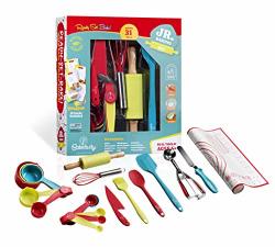 Baketivity Kids Baking Set, Meal Cooking Party Supply Kit for Teens, Real Fun Little Junior Chef Essential Kitchen Lessons