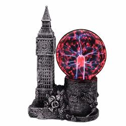 Qisheng Clock Tower 3.5" Plasma Ball Lamp Touch Sensitive Party Magical Electrostatic Red Color Crystal Ball For Halloween Silver