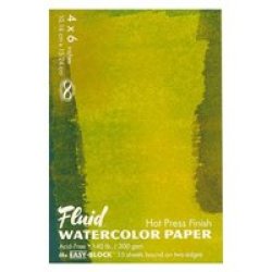 Fluid Easy Block Watercolour Paper Hot Pressed 300GSM 4X6 Inches 10X15CM 15 X Sheets