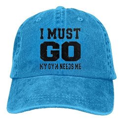Chao Star I Must Go My Gym Needs Me Adjustable Washed Cap Cowboy Baseball Hat Royalblue