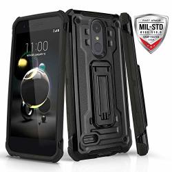 Phone Case For LG Rebel 4 LTE L212VL L211BL Rivet Series Black Shockproof Cover Built-in Kickstand Defender For LG Rebel 4 LTE Tracfone Simple Mobile Straight