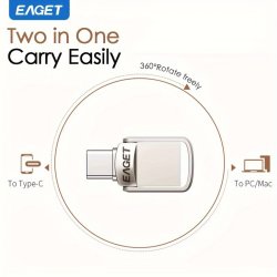 Eaget Dual USB 3.2 Flash Drive 128GB 64GB 32GB - Type C And USB A Portable Thumb Drive - High Speed USB C Otg Flash Memory