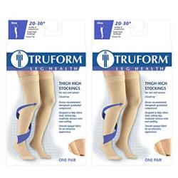 Truform Closed Toe Thigh High 20-30 Mmhg Compression Stockings Dot Top Black XL