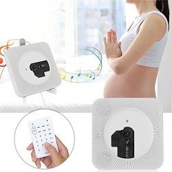 Yosoo- Wall Mounted Cd Player Portable Wall Hanging Mounted Bluetooth Stereo Hi-fi Remote Control Cd MP3 Music Player White