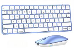 Meetion - Sleek Ergonomic Wireless Bluetooth Keyboard - Blue