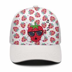 Yuioa Cool Strawberry Music Men womens Grey Hip-hop Adjustable Cricket Cap Classic Snapback Hat