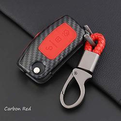 Ontto For Ford Carbon Fiber Smart Key Cover Case Key Shell Remote Key Box Key Chain Key Ring Prevent Scratch And Falling Fits Ford