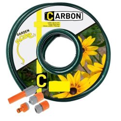 Carbon 20M X 12MM High Density Green Garden Hose Pipe Roll With 4 Fittings