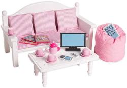 Playtime By Eimmie 18 Inch Doll Furniture - Sofa & Coffee Table W Doll Accessories
