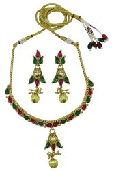 Traditional Indian Bollywood 2 Pcs Necklace Set Gold Tone Women Wedding Jewelry IMOJ-BNS61B