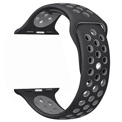 Band Forapple Watch - 42MM Soft Silicone Replacement Band For Apple Watch Series 2 Series 1 Sport Edition Gray+black