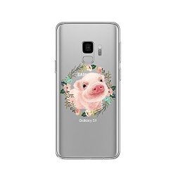 Samsung Galaxy S9 Case Blingy's New Fun Animal Style Transparent Clear Soft Tpu Protective Rubber Case For Samsung Galaxy S9 Pig In Wreath