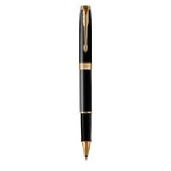 Sonnet Fine Nib Rollerball Pen Black With Gold Trim Black Ink - Presented In A Gift Box
