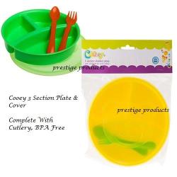 1 X Cooey 3 Section Plate & Cover Complete With Cutlery Bpa Free