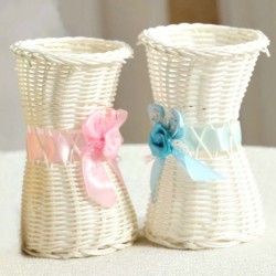 16cm White Flower Knot Girl Basket Vase Home Wedding Cafe Party Decor Flower Arrangement