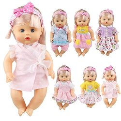 Jing Show Bussiness Pack Of 6 Fit 12 Inch Alive Baby Doll Gown Dress Clothes Fashionista Outfits Include Hair Band Girls American Doll
