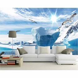 Hwhz 3D Mural Wallpaper Peelable Blue Sky Baiyun Snow Mountain Scenic Mural Living Room Background Wall Decorated Living Room Bedroom BATHROOM-150X120CM