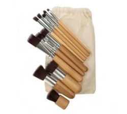 - Bamboo Make-up Brush Set Of 11 - Cotton Bag