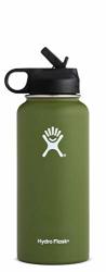 Hydro Flask 32 Oz Water Bottle Stainless Steel & Vacuum Insulated Wide Mouth With Straw Lid Olive