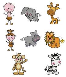Machine Embroidery Design Set - Jungle Babies 8 In The Set