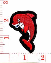 Pretty Cute Red Smiley Dolphin Face Cartoon Patch Sew Iron On Embroidered Applique Craft Handmade Baby Kid Girl Women Cloths Diy Costume Accessories