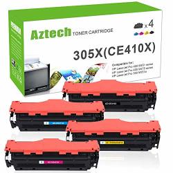 Aztech Compatible Toner Cartridge Replacement For Hp 305A CE410A 305X CE410X CE411A CE412A CE413A Black cyan yellow magenta 4-PACK