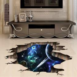 4AKID 3D Wall Or Floor Stickers - Dark Saturn With Galaxy