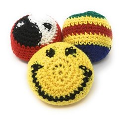 Hacky Sacks - Footbags 3 Pack With Cool Knitted Designs Filled With Plastic Beads And Styrofoam Balls For Better Play
