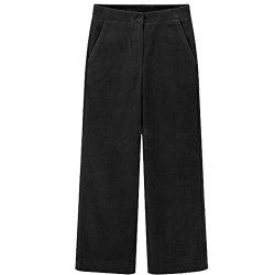 Liyt Women's Vintage Plus Size Corduroy Pants Winter Pockets High Waist Pants Wide Leg Pants Black